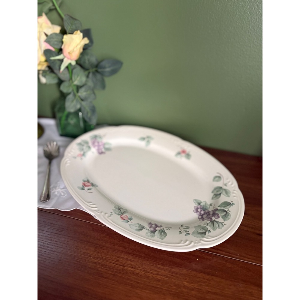 Pfaltzgraff Grapevine Stoneware Platter, Vintage Harvest Pattern